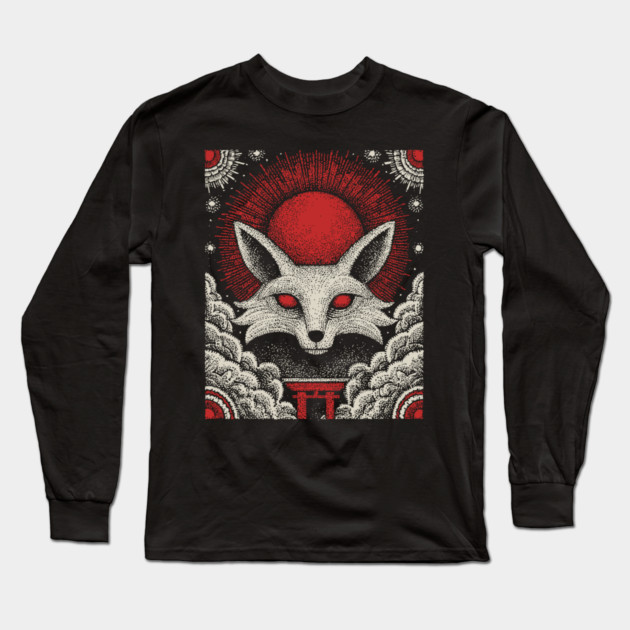 Mystical Kitsune - The Nine-Tailed Fox Spirit Long Sleeve T-Shirt by TuncGK