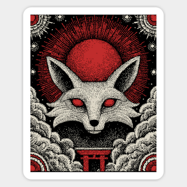 Mystical Kitsune - The Nine-Tailed Fox Spirit Magnet by TuncGK