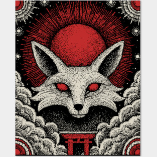 Mystical Kitsune - The Nine-Tailed Fox Spirit Posters and Art
