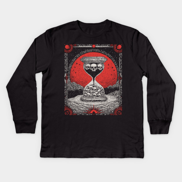 Macabre Hourglass - The Sands of Mortality Kids Long Sleeve T-Shirt by TuncGK