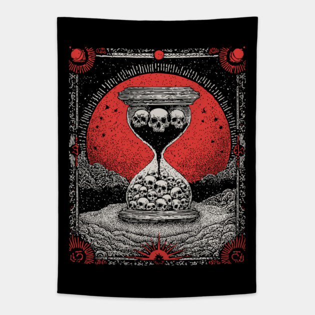 Macabre Hourglass - The Sands of Mortality Tapestry by TuncGK