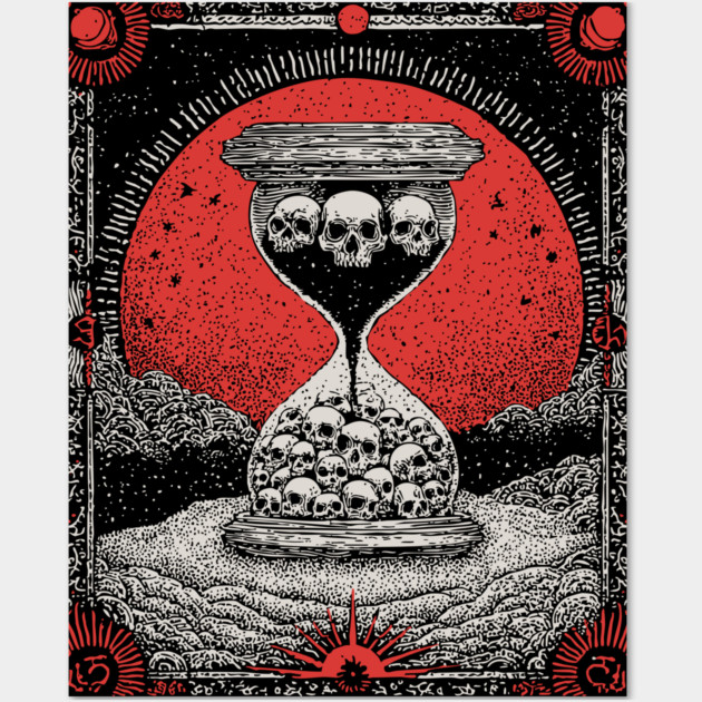 Macabre Hourglass - The Sands of Mortality Wall Art by TuncGK