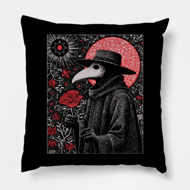 Gothic Plague Doctor - The Herald of Pestilence Pillow by TuncGK
