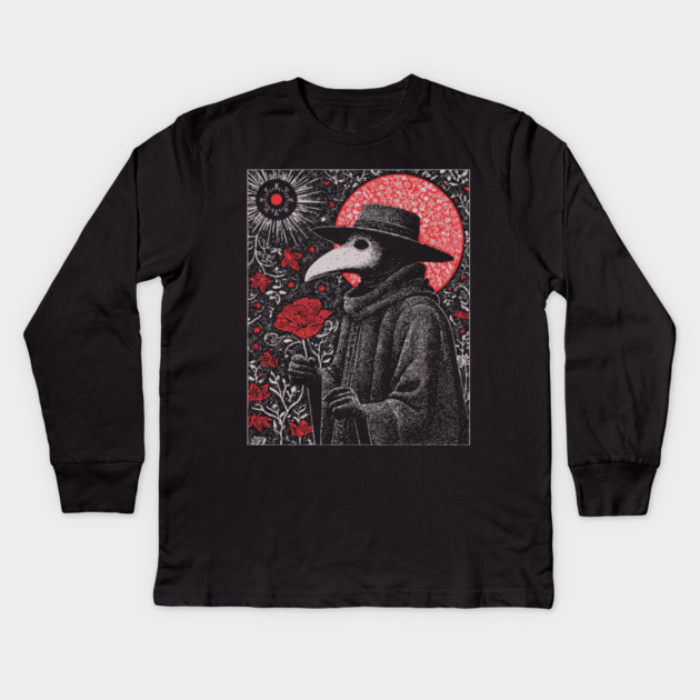 Gothic Plague Doctor - The Herald of Pestilence Kids Long Sleeve T-Shirt by TuncGK