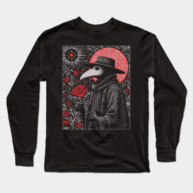 Gothic Plague Doctor - The Herald of Pestilence Long Sleeve T-Shirt by TuncGK