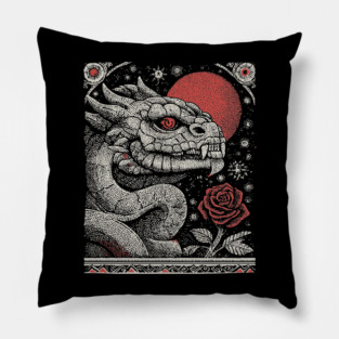 Mythical Serpent King - The Crowned Dragon Pillow