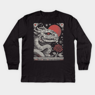 Mythical Serpent King - The Crowned Dragon Kids Long Sleeve T-Shirt