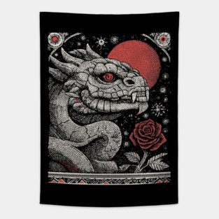 Mythical Serpent King - The Crowned Dragon Tapestry
