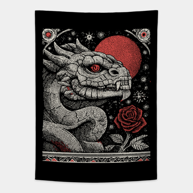 Mythical Serpent King - The Crowned Dragon Tapestry by TuncGK