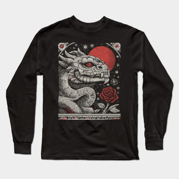 Mythical Serpent King - The Crowned Dragon Long Sleeve T-Shirt by TuncGK
