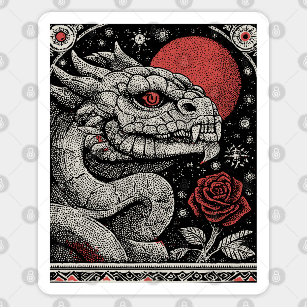 Mythical Serpent King - The Crowned Dragon Sticker by TuncGK