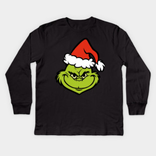 The Grinch Christmas Santa Hat Kids Long Sleeve T-Shirt