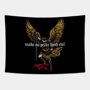 Make No Peace With Evil Warrior Angel Gothic Strength Quote Tapestry