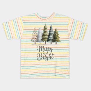 Merry and Bright Trees Christmas Kids T-Shirt