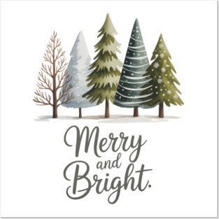 Merry and Bright Trees Christmas Posters and Art