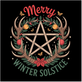 Merry Winter Solstice Happy Yule Christmas We Witch You Posters and Art
