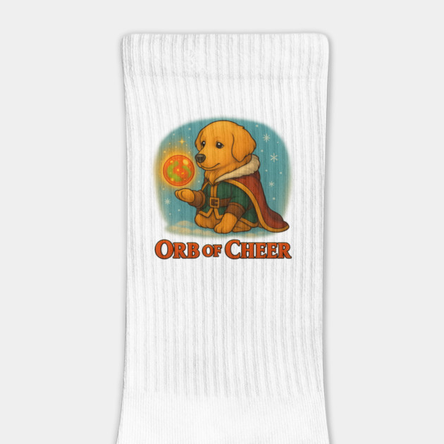 Orb of Cheer – Fantasy Golden Retriever Christmas Design by Anne Lee
