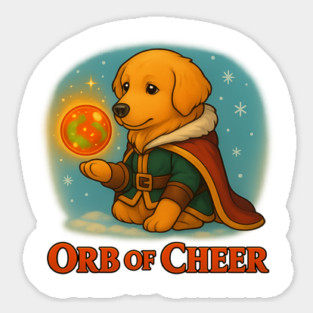 Orb of Cheer – Fantasy Golden Retriever Christmas Design Magnet