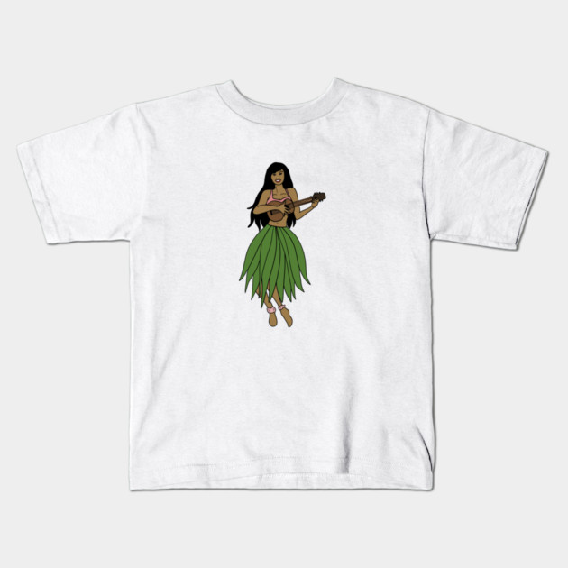 This Beautiful Hawaiian Lady playing the ukulele Kids T-Shirt by logiamerch