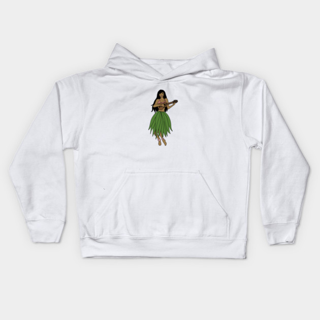 This Beautiful Hawaiian Lady playing the ukulele Kids Hoodie by logiamerch