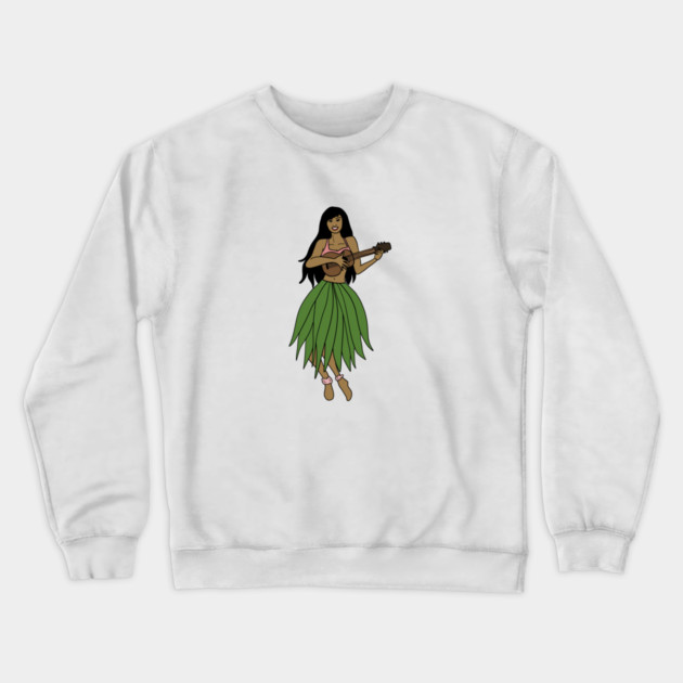 This Beautiful Hawaiian Lady playing the ukulele Crewneck Sweatshirt by logiamerch