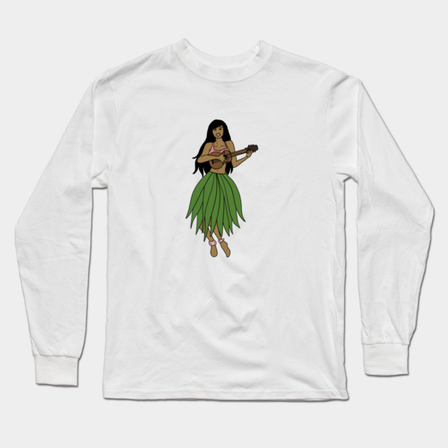 This Beautiful Hawaiian Lady playing the ukulele Long Sleeve T-Shirt by logiamerch