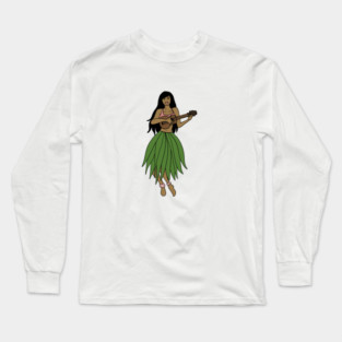 This Beautiful Hawaiian Lady playing the ukulele Long Sleeve T-Shirt