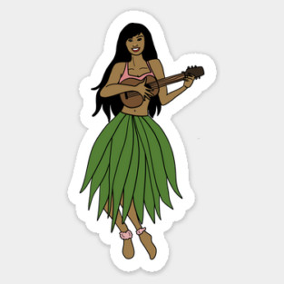 This Beautiful Hawaiian Lady playing the ukulele Sticker