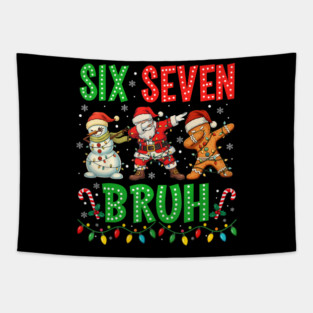 67 Meme Six Seven Bruh Dabbing Santa 6 7 Funny Christmas Tapestry