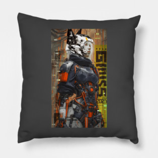 Cyberpunk anime cyber girl ninja Pillow