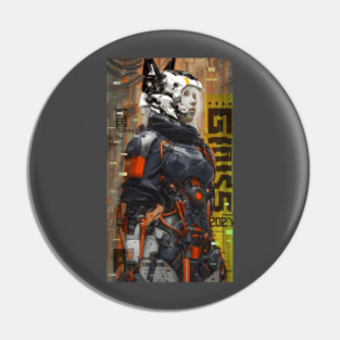 Cyberpunk anime cyber girl ninja Pin