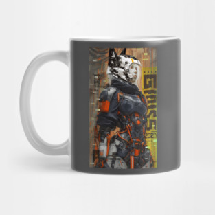 Cyberpunk anime cyber girl ninja Mug