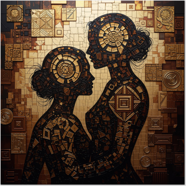 Masterpiece Remix - The Golden Embrace Wall Art by Marco Pinhal