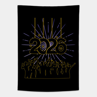 Countdown to 2026 – Party People Firecracker Celebration Design Tapestry