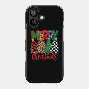 Merry Christmas Plaid Trees Leopard Polka Dot Design Phone Case