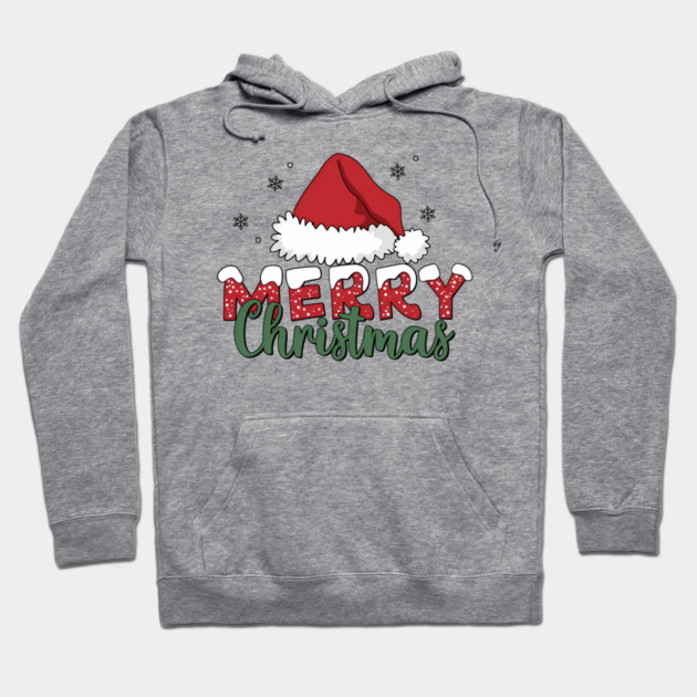 Merry Christmas Santa Hat Red and Green Holiday Design Hoodie by Kathy Hawke