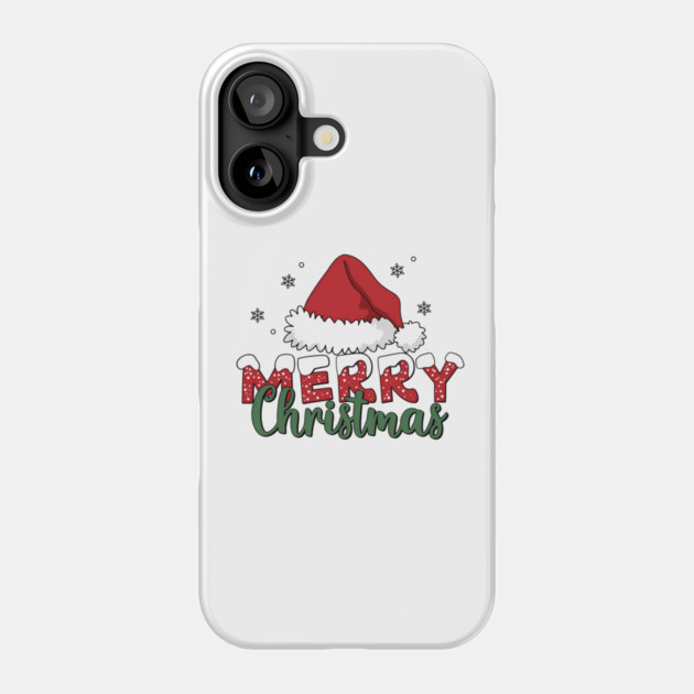 Merry Christmas Santa Hat Red and Green Holiday Design Phone Case by Kathy Hawke
