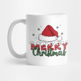 Merry Christmas Santa Hat Red and Green Holiday Design Mug