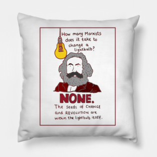 Marxism funny lightbulb joke hand drawn design Pillow