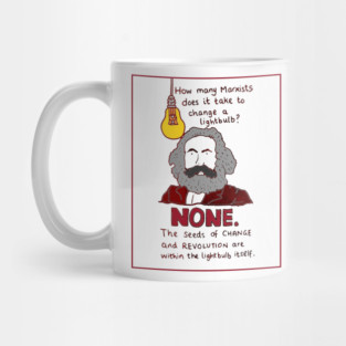 Marxism funny lightbulb joke hand drawn design Mug
