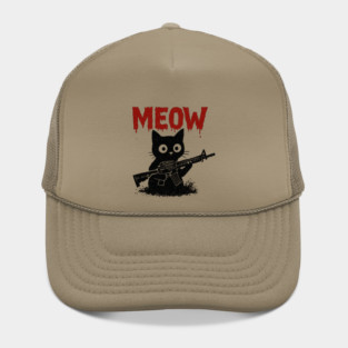 WAR MEOW T-Shirt - Funny Cat with Gun Meme Hat