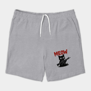 WAR MEOW T-Shirt - Funny Cat with Gun Meme Shorts