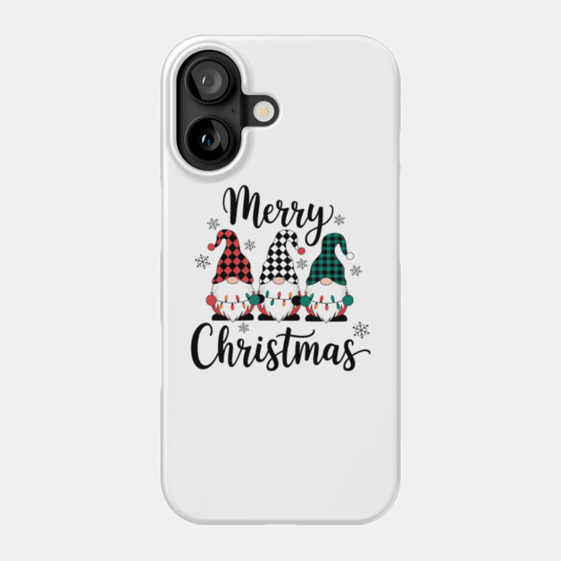 Merry Christmas Gnomes Buffalo Plaid Holiday Design Phone Case by Kathy Hawke