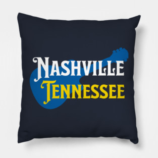 Nashville Tennessee – True Blue Guitar Music City Art Pillow