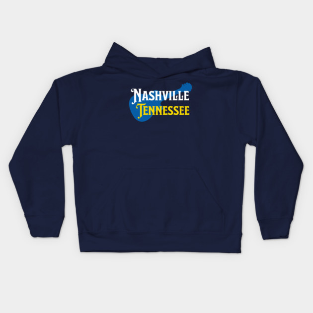 Nashville Tennessee – True Blue Guitar Music City Art Kids Hoodie by DonWillisJrArt