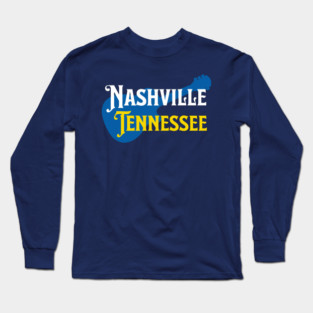 Nashville Tennessee – True Blue Guitar Music City Art Long Sleeve T-Shirt
