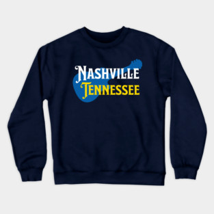 Nashville Tennessee – True Blue Guitar Music City Art Crewneck Sweatshirt