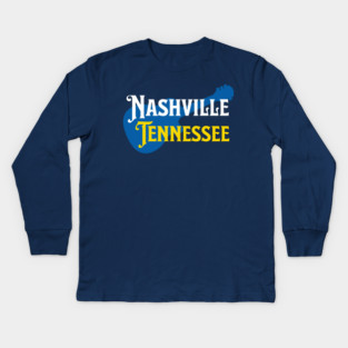Nashville Tennessee – True Blue Guitar Music City Art Kids Long Sleeve T-Shirt