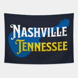 Nashville Tennessee – True Blue Guitar Music City Art Tapestry