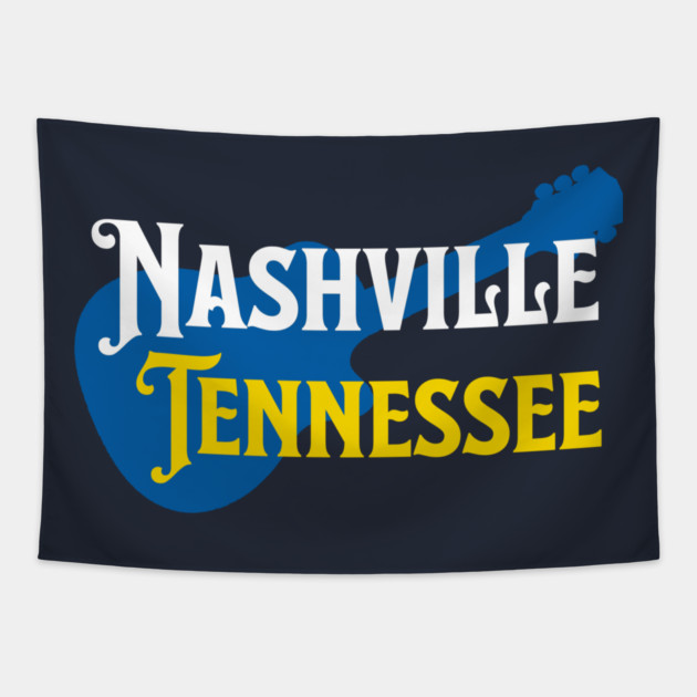 Nashville Tennessee – True Blue Guitar Music City Art Tapestry by DonWillisJrArt